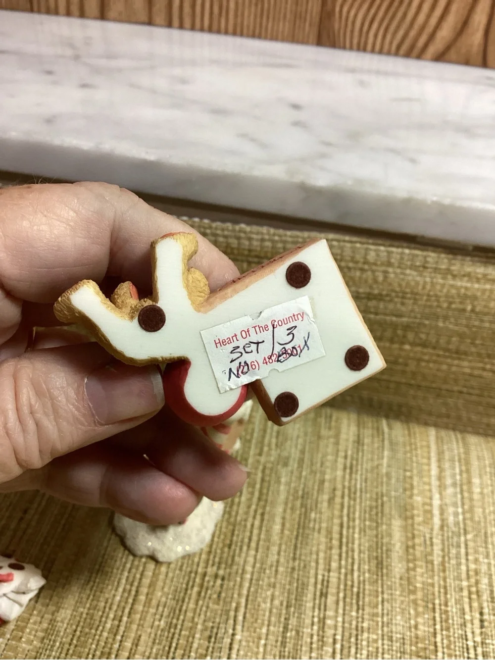 Heart of the Country Teddies Bear Ornament Set in Red and Tan -